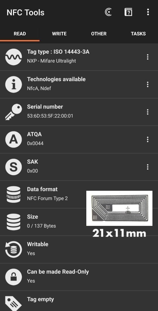 Specification readout