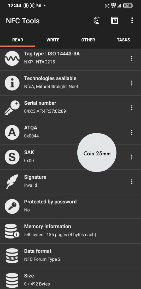 Specification readout